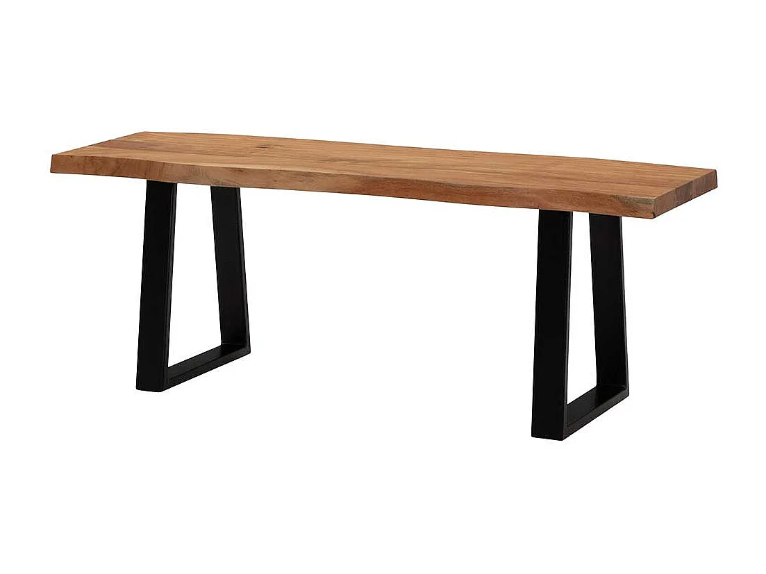 Sitzbank Bettbank aus Akazie Massivholz mit Bügelgestell aus Metall