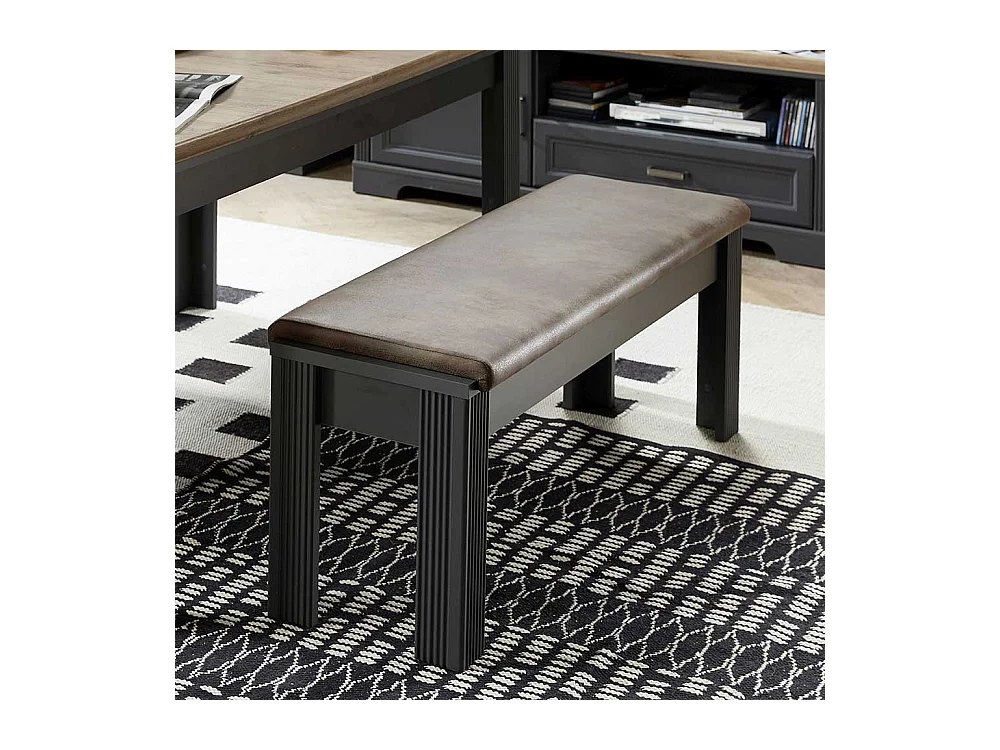 Esstischbank in Dunkelgrau Polster in Dunkelbraun