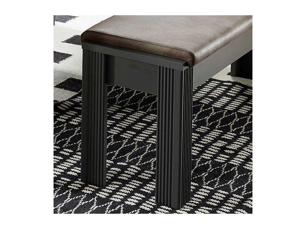 Esstischbank in Dunkelgrau Polster in Dunkelbraun