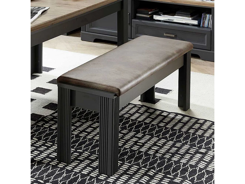 Esstischbank in Dunkelgrau Polster in Dunkelbraun