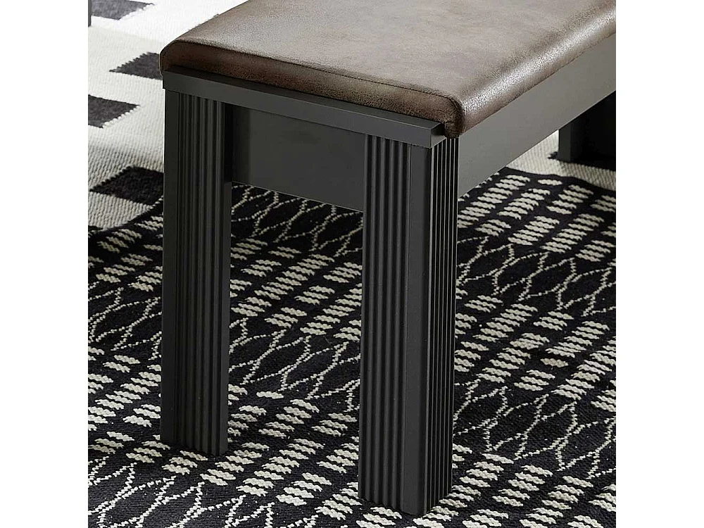 Esstischbank in Dunkelgrau Polster in Dunkelbraun