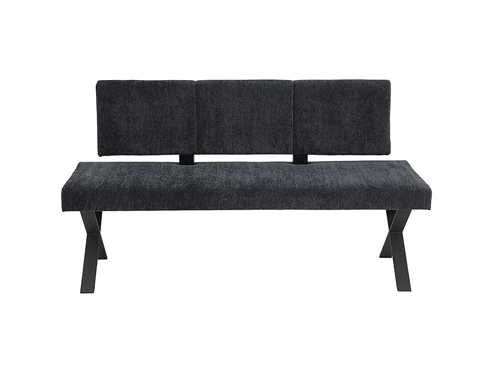 Polsterbank Anthrazit aus Chenillegewebe Metall
