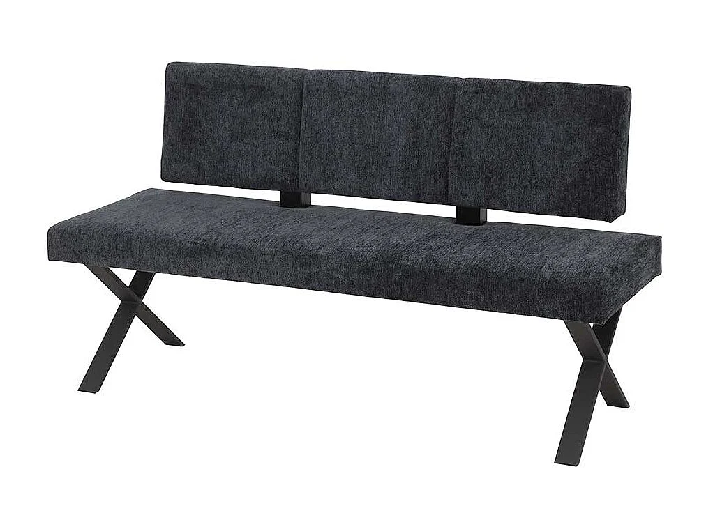Polsterbank Anthrazit aus Chenillegewebe Metall