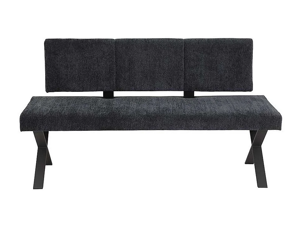 Polsterbank Anthrazit aus Chenillegewebe Metall