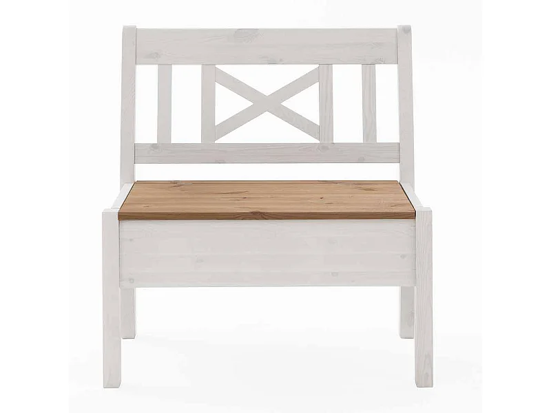 Massivholz Sitzbank in Weiß Kiefer Stauraum