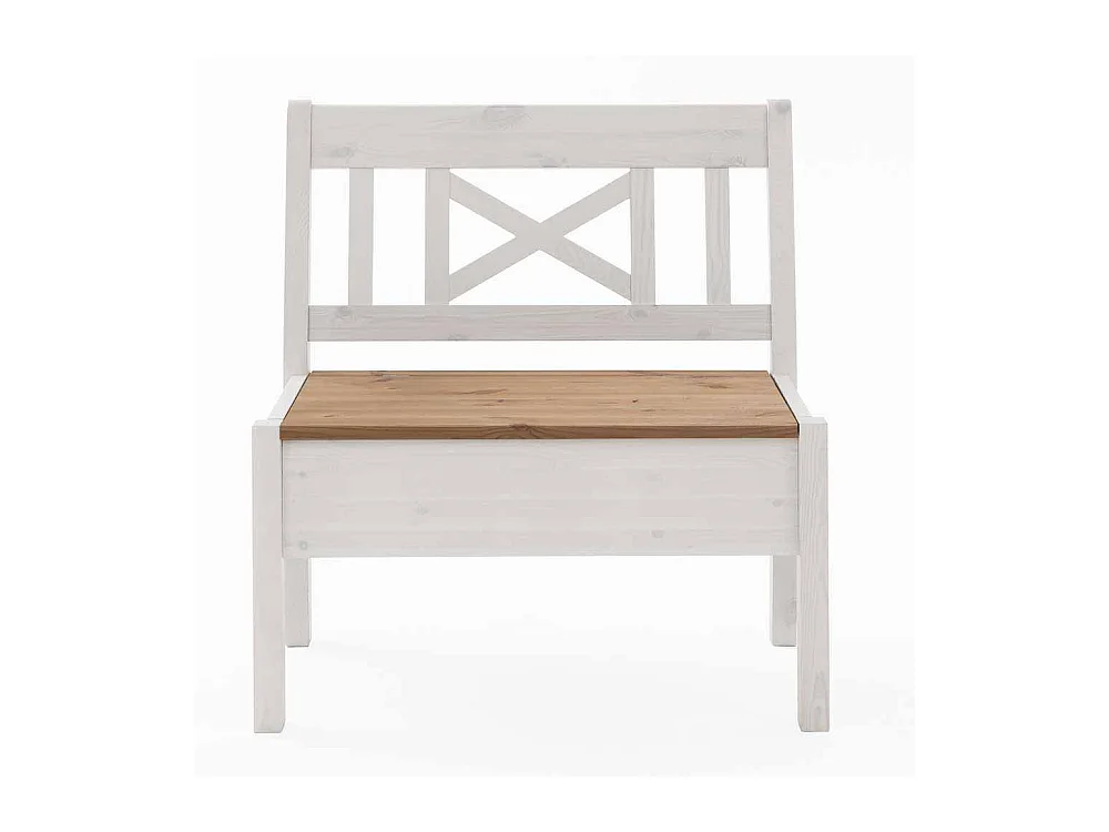 Massivholz Sitzbank in Weiß Kiefer Stauraum