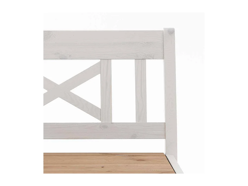 Massivholz Sitzbank in Weiß Kiefer Stauraum