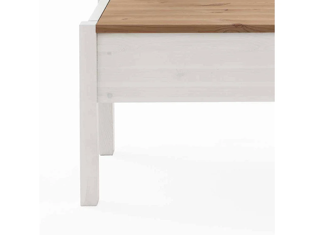 Massivholz Sitzbank in Weiß Kiefer Stauraum