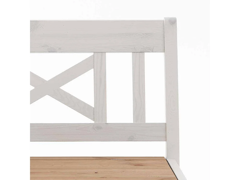 Massivholz Sitzbank in Weiß Kiefer Stauraum