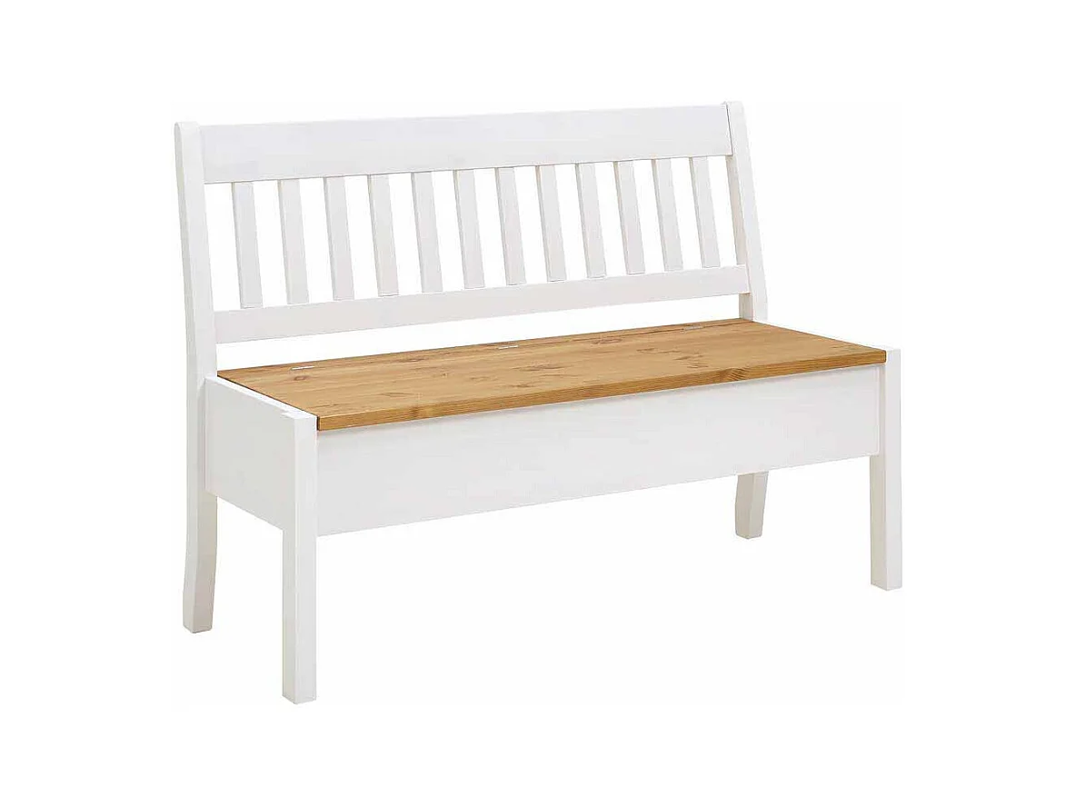 Sitzbank mit Truhe Weiß Kiefer massiv