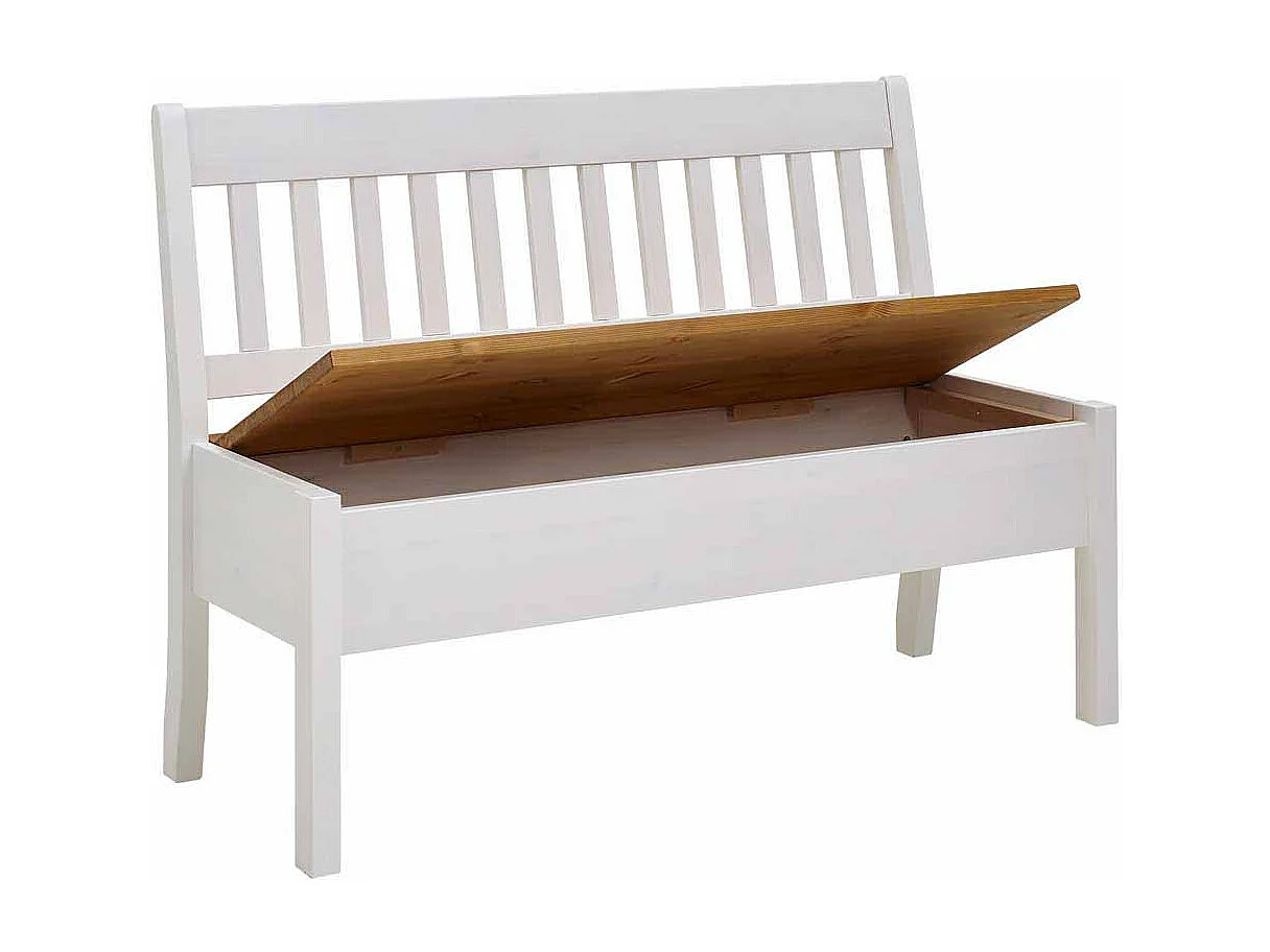 Sitzbank mit Truhe Weiß Kiefer massiv