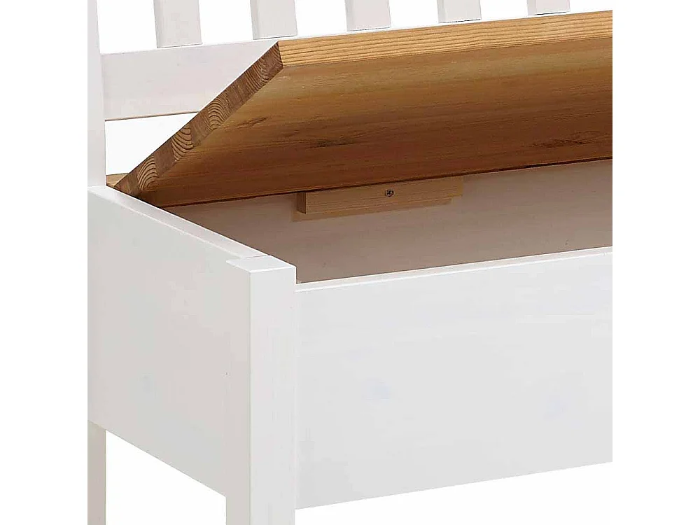 Sitzbank mit Truhe Weiß Kiefer massiv