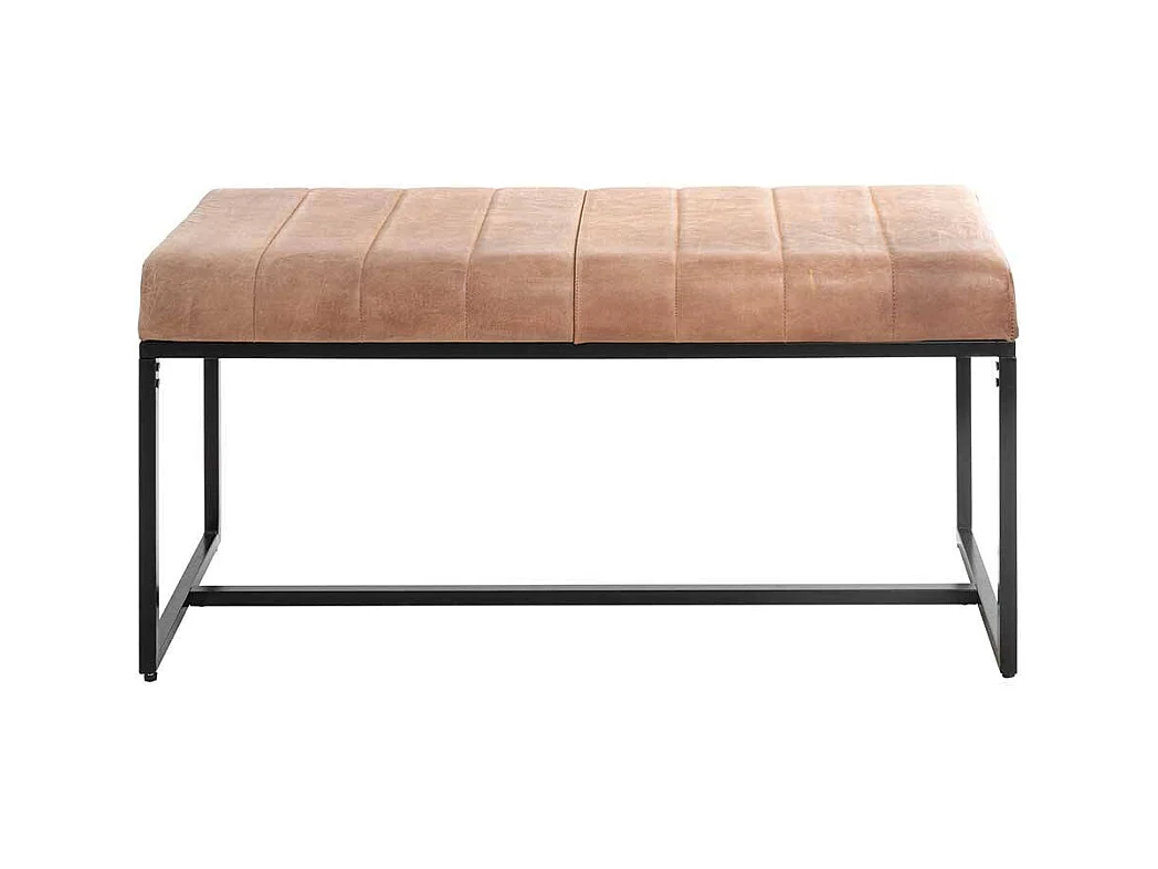 Bettbank im Industry und Loft Stil Echtleder und Metall