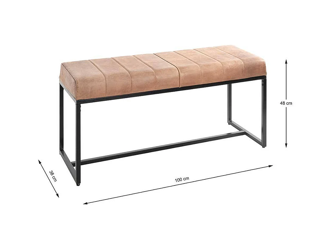 Bettbank im Industry und Loft Stil Echtleder und Metall