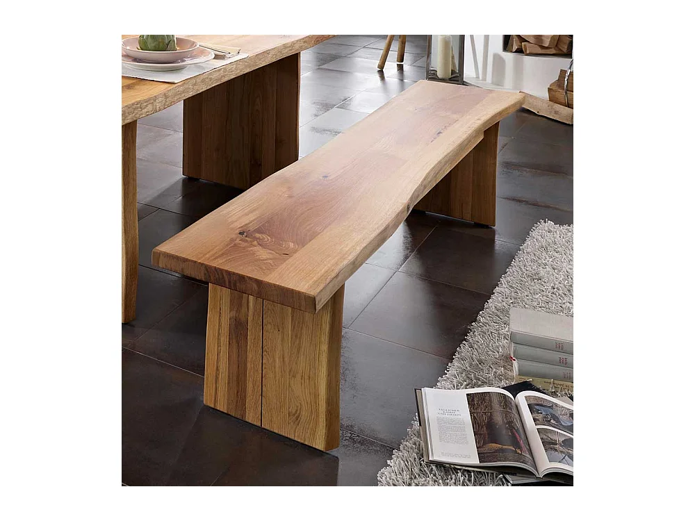 Baumkantenbank ohne Lehne Wildeiche Massivholz