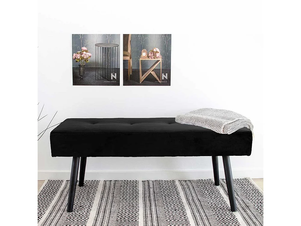 Schlafzimmerbank in Schwarz Samt 100 cm breit