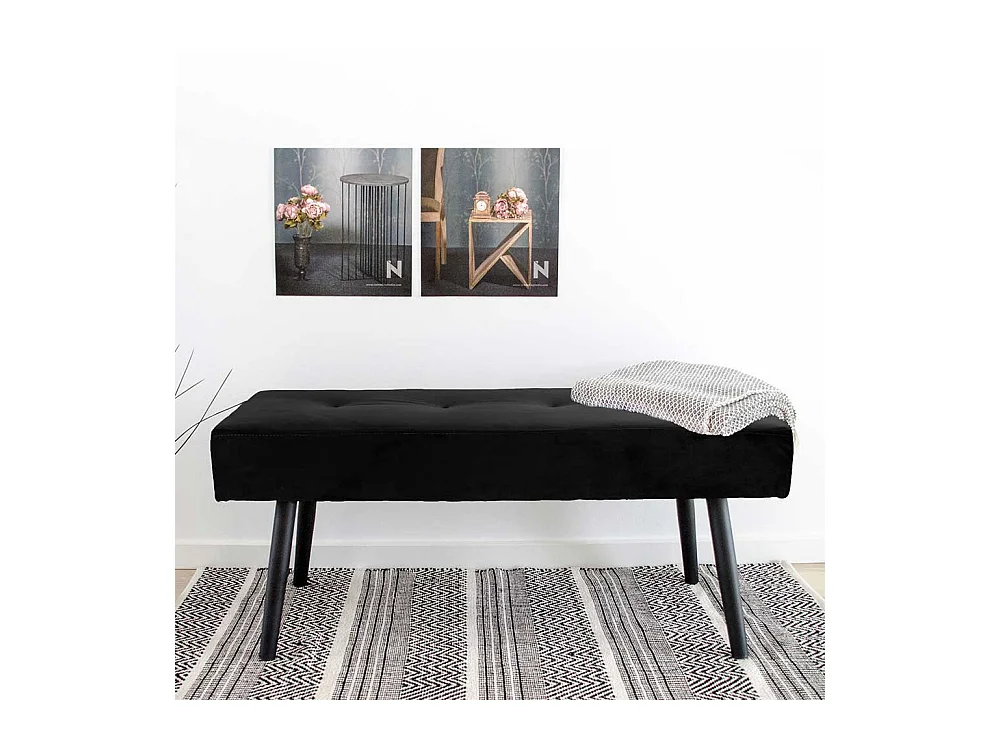 Schlafzimmerbank in Schwarz Samt 100 cm breit