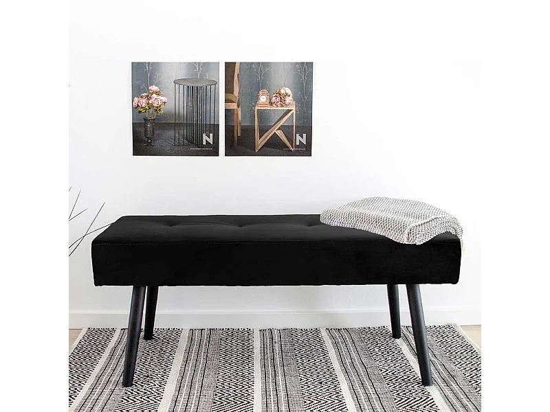 Schlafzimmerbank in Schwarz Samt 100 cm breit