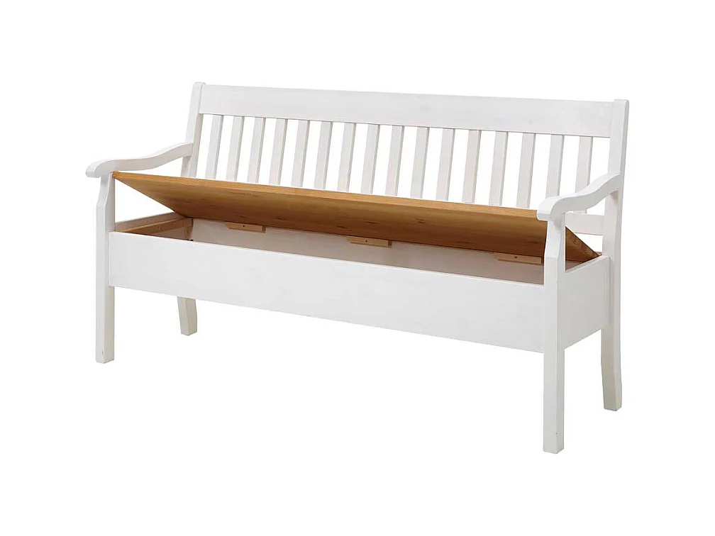 Landhaus Esszimmerbank in Weiß Stauraum