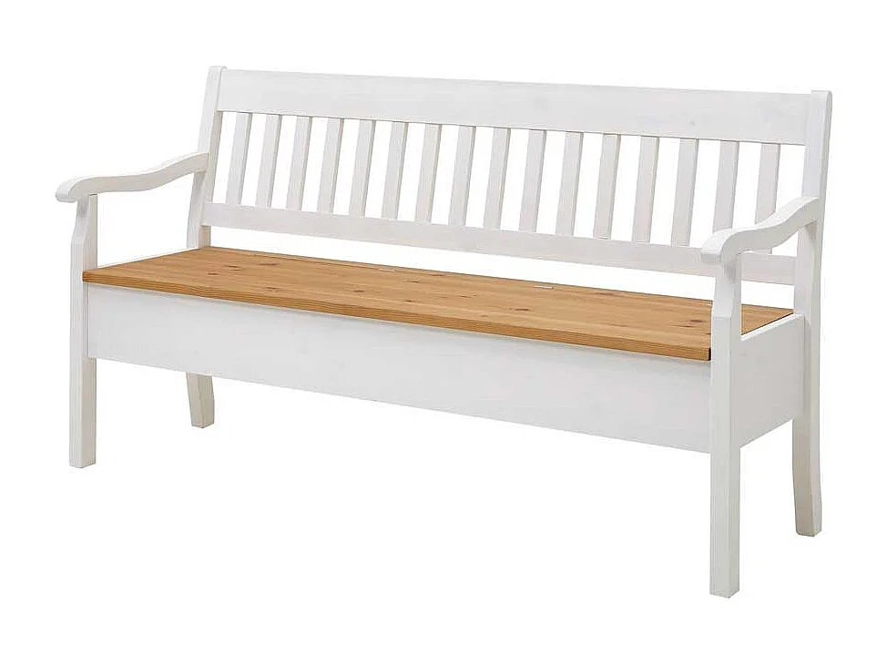 Landhaus Esszimmerbank in Weiß Stauraum