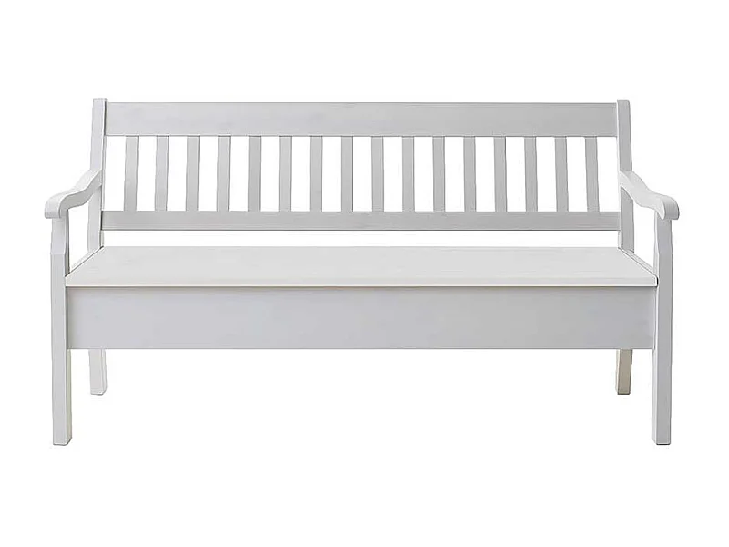 Massivholzbank in Weiß Stauraum