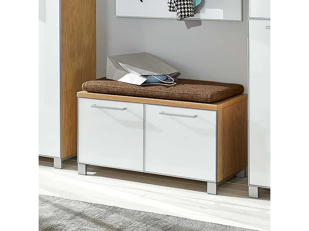 Flurbank mit Weißglas Eiche Bianco