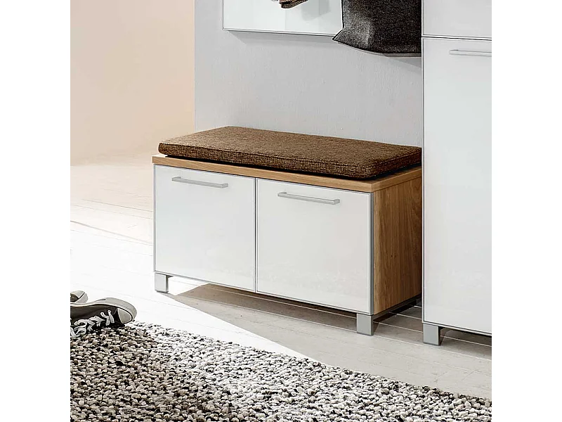 Flurbank mit Weißglas Eiche Bianco