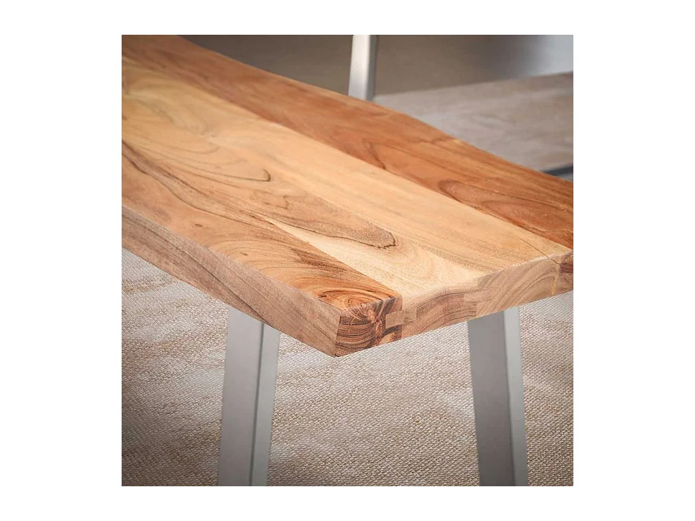 Esszimmerbank Sitzbank aus Metall und Akazie Massivholz