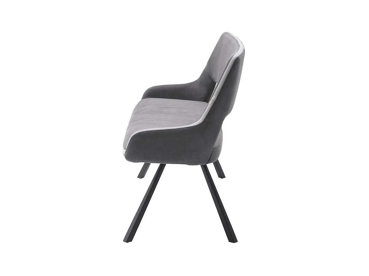 Polstersitzbank in Dunkelgrau und Anthrazit Vierfußgestell aus Metall