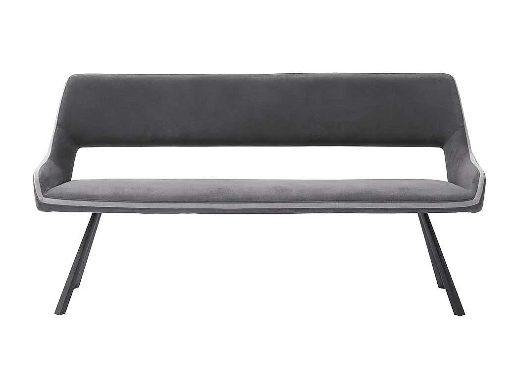 Polstersitzbank in Dunkelgrau und Anthrazit Vierfußgestell aus Metall