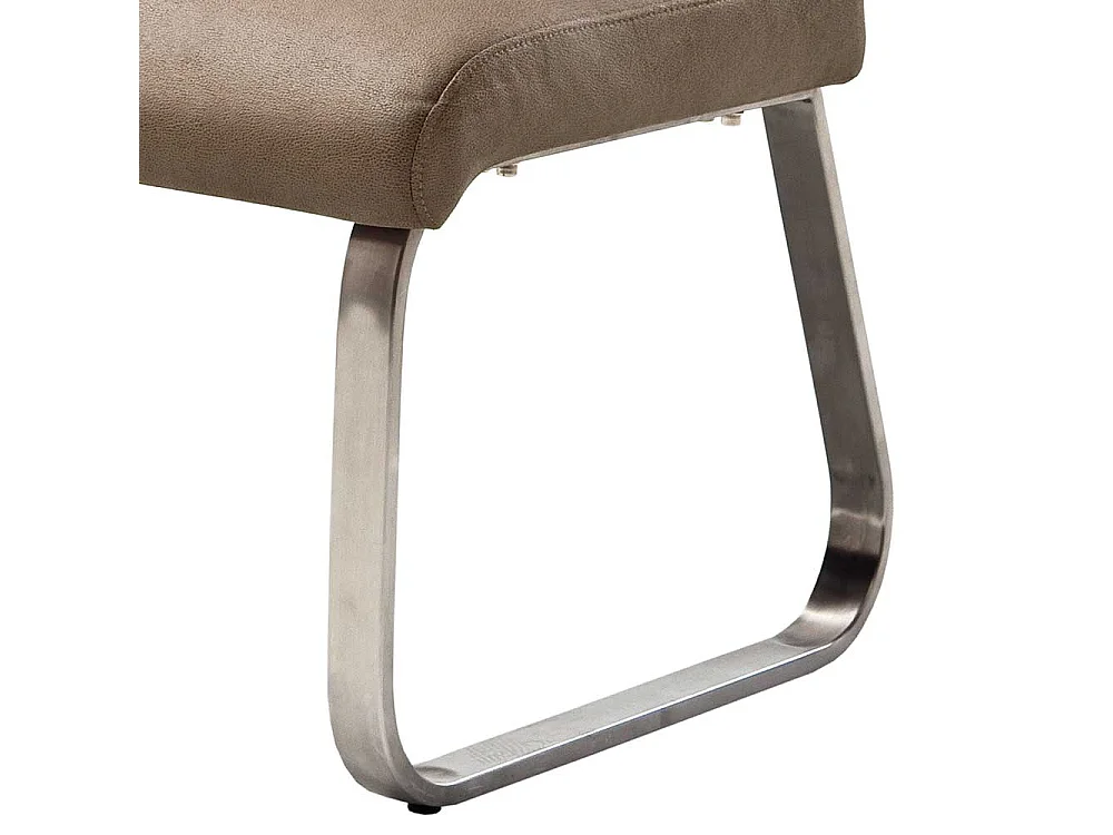 Esszimmersitzbank in Beige Microfaser Bügelgestell aus Edelstahl