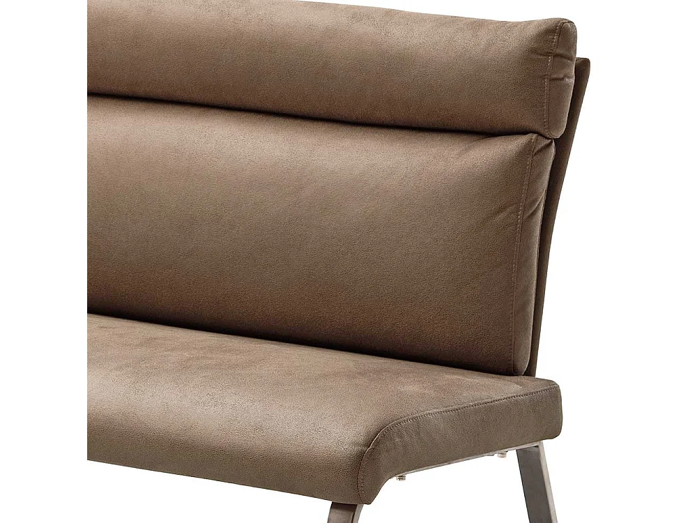 Esszimmersitzbank in Beige Microfaser Bügelgestell aus Edelstahl