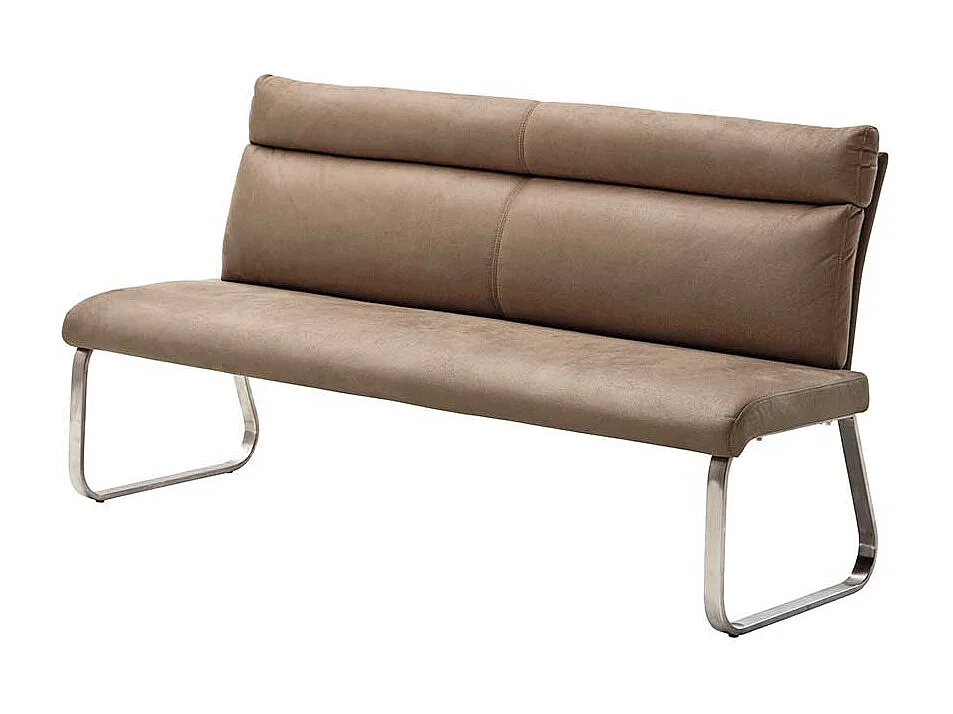 Esszimmersitzbank in Beige Microfaser Bügelgestell aus Edelstahl