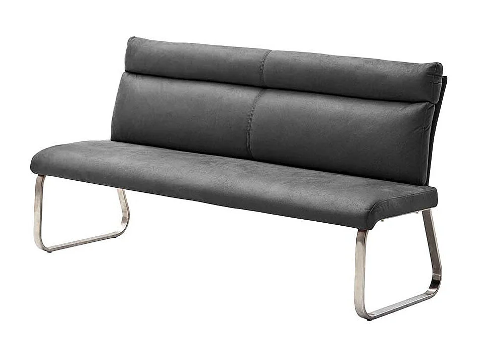 Essbank in Dunkelgrau Microfaser Bügelgestell aus Edelstahl