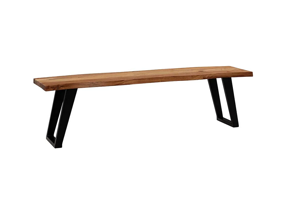 Sitzbank Holzbank aus Akazie Massivholz mit natürlicher Baumkante