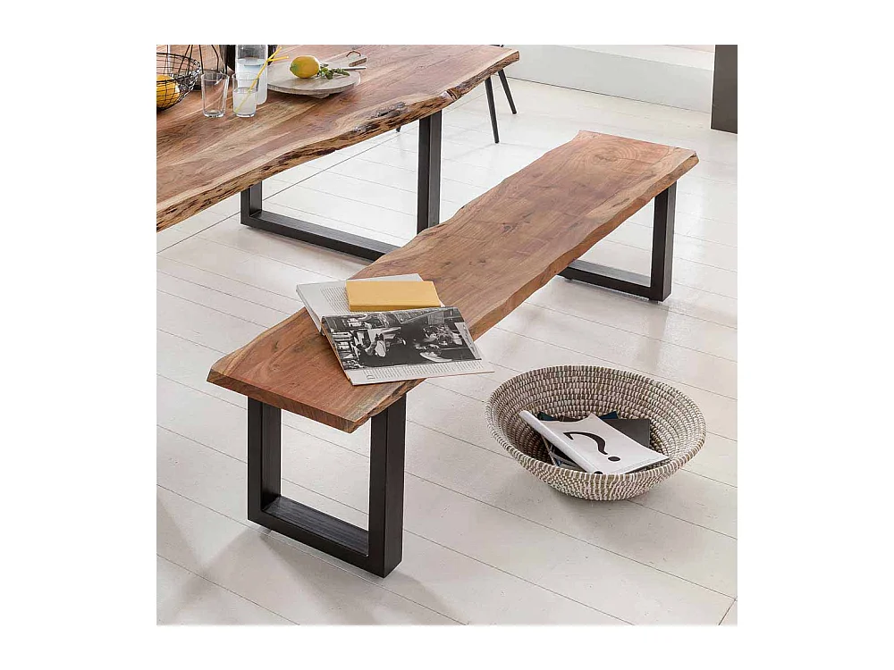 Esszimmer Sitzbank mit Baumkante Akazie Massivholz