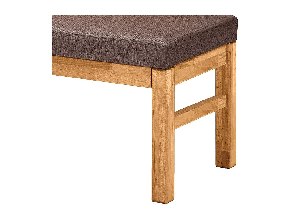 Esszimmerbank Wildeiche mit Webstoff Bezug braun Rückenlehne