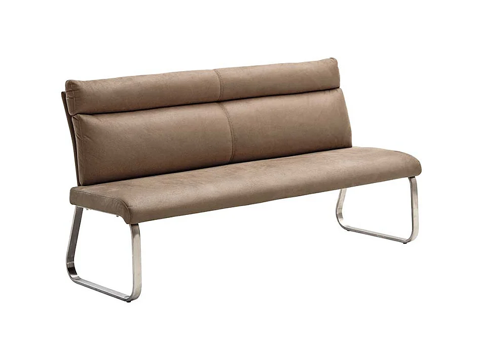 Esszimmersitzbank in Beige Microfaser Bügelgestell aus Edelstahl