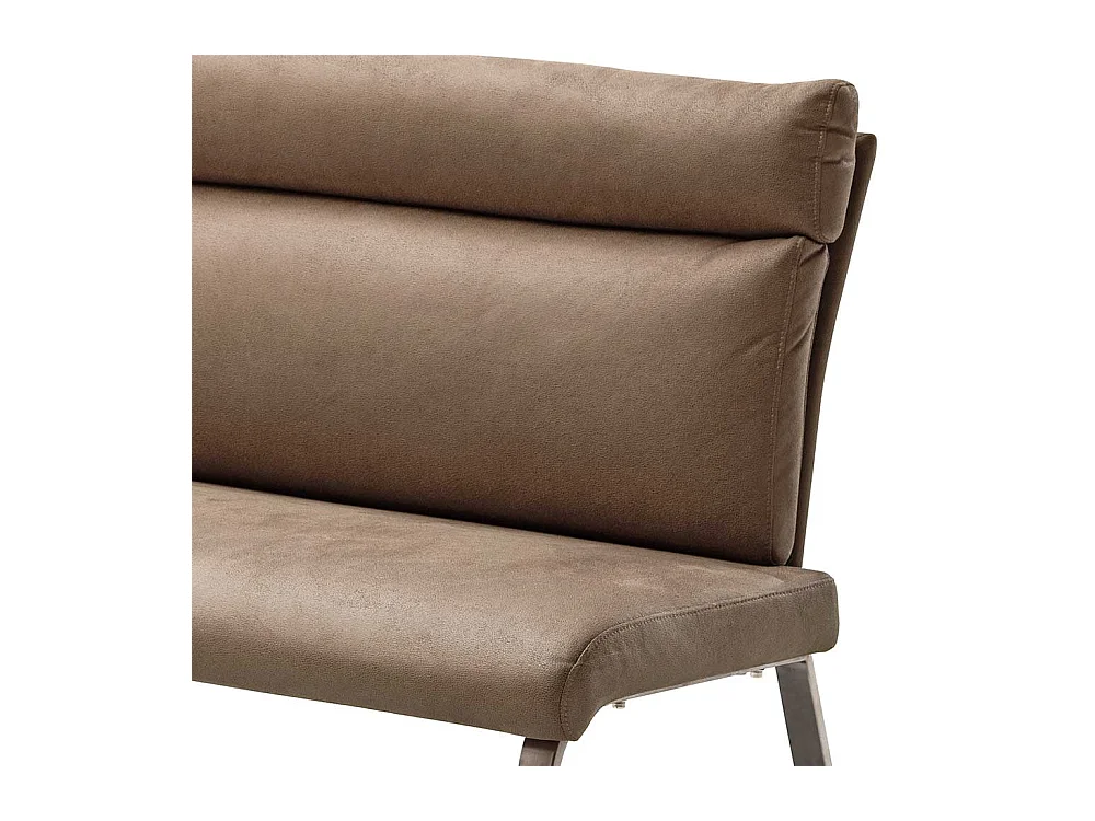 Esszimmersitzbank in Beige Microfaser Bügelgestell aus Edelstahl