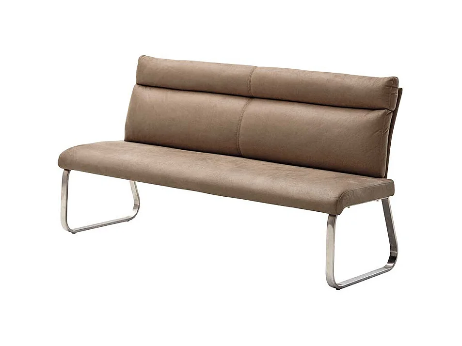 Esszimmersitzbank in Beige Microfaser Bügelgestell aus Edelstahl