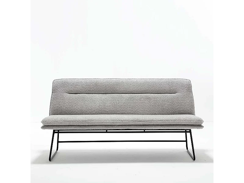 Graue Boucle Polsterbank in modernem Design 180 cm breit