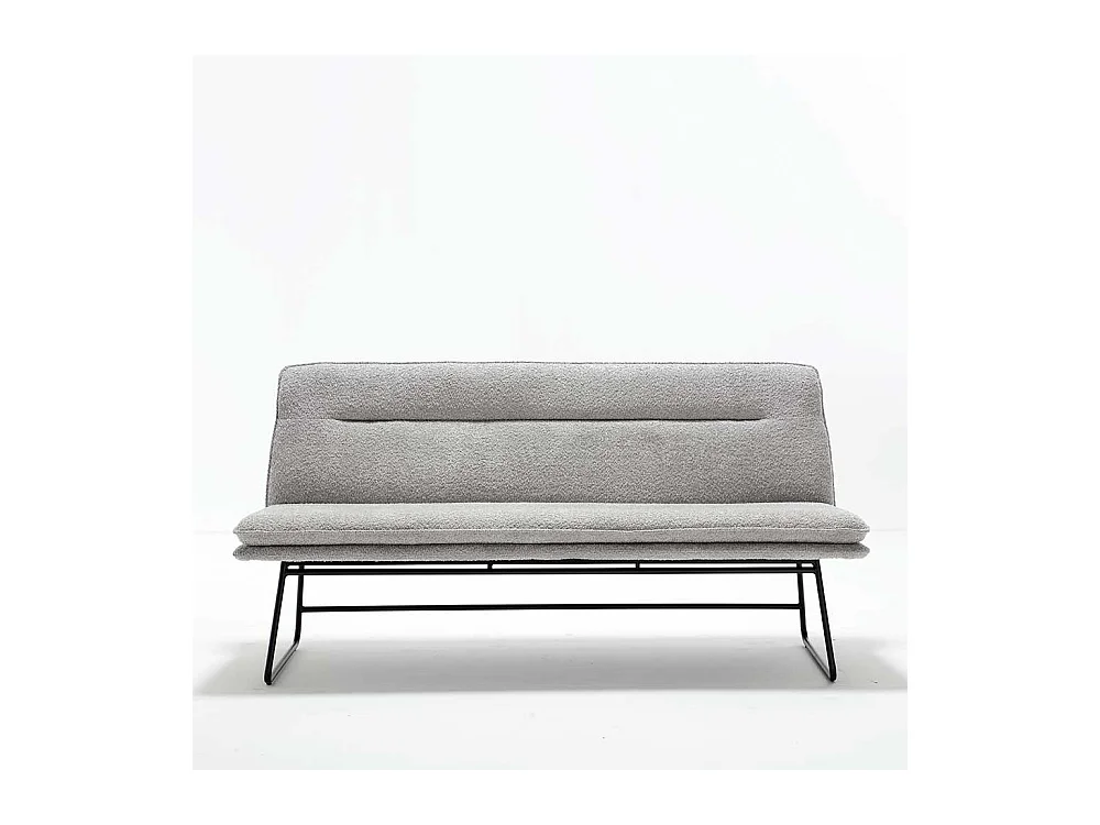 Graue Boucle Polsterbank in modernem Design 180 cm breit