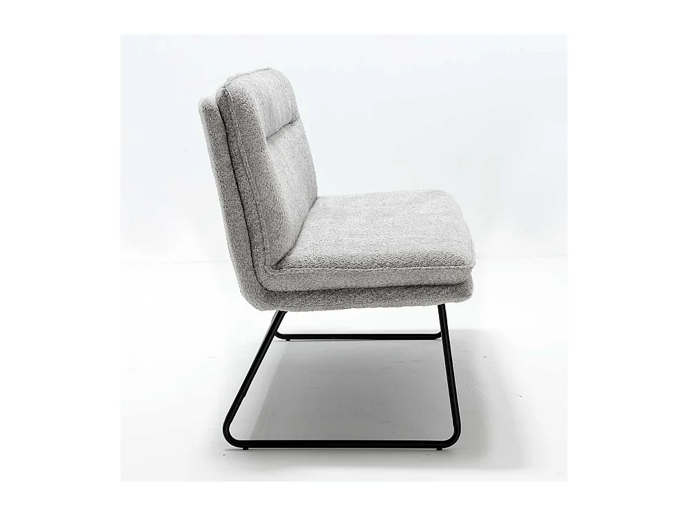 Graue Boucle Polsterbank in modernem Design 180 cm breit