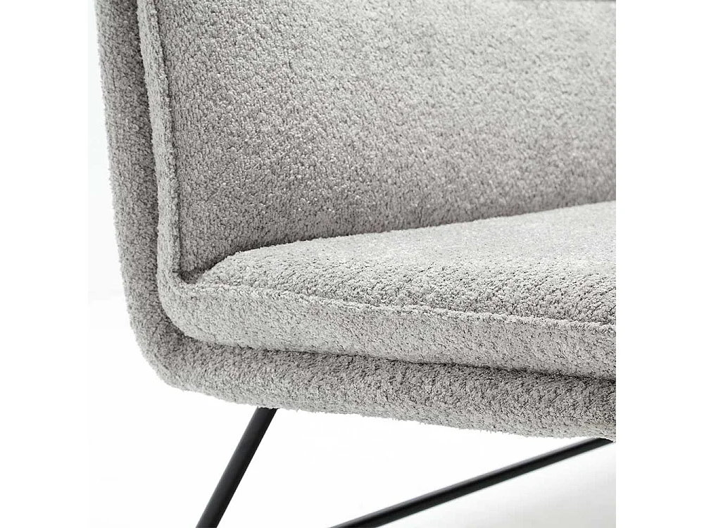 Graue Boucle Polsterbank in modernem Design 180 cm breit