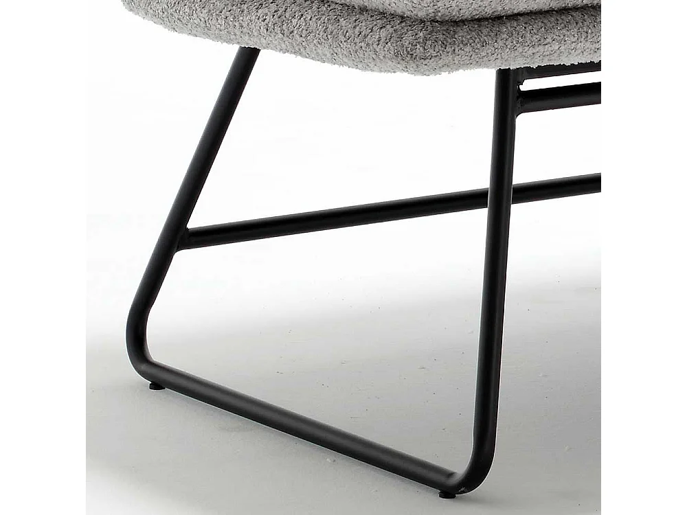 Graue Boucle Polsterbank in modernem Design 180 cm breit