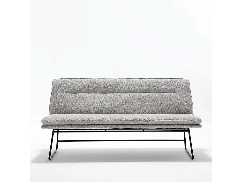 Graue Boucle Polsterbank in modernem Design 180 cm breit