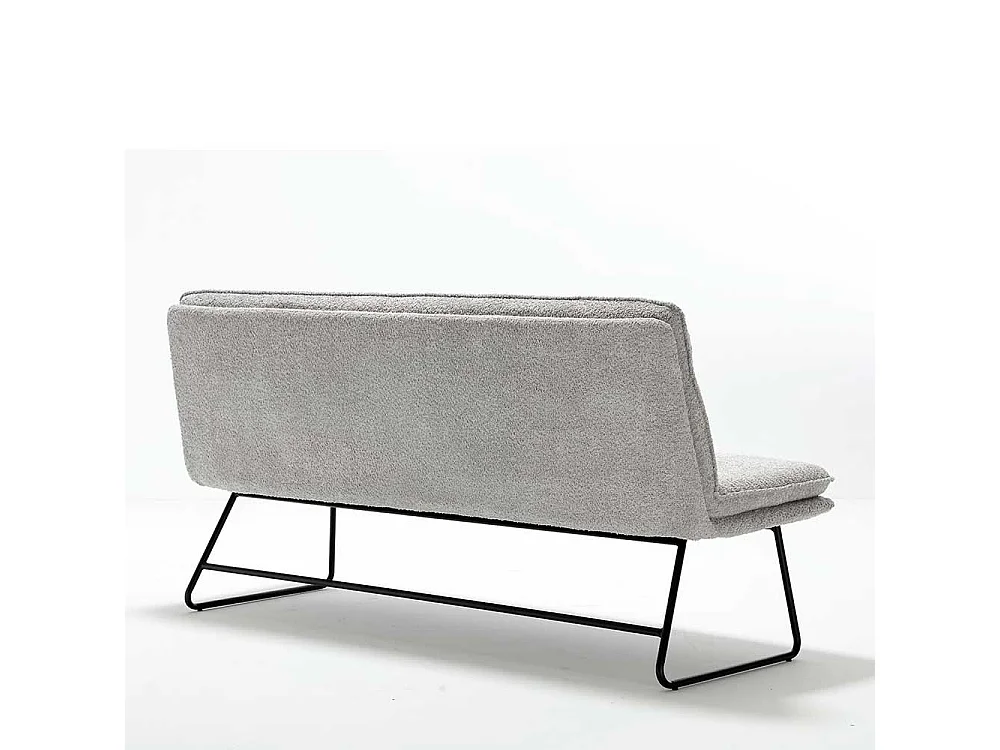 Graue Boucle Polsterbank in modernem Design 180 cm breit