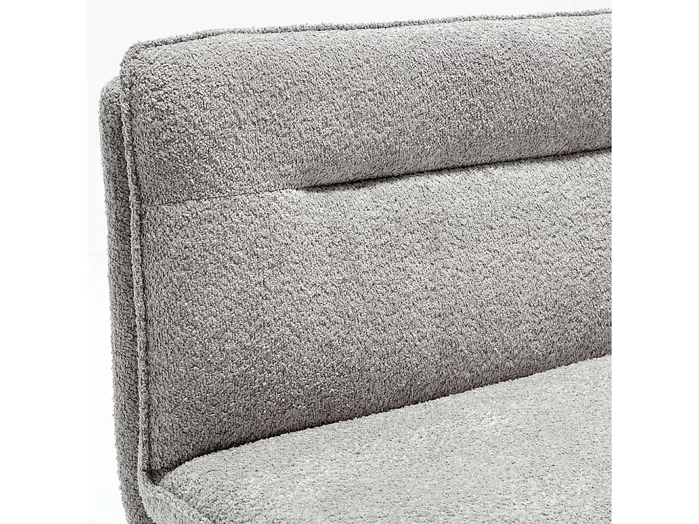 Graue Boucle Polsterbank in modernem Design 180 cm breit