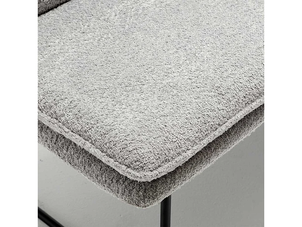 Graue Boucle Polsterbank in modernem Design 180 cm breit