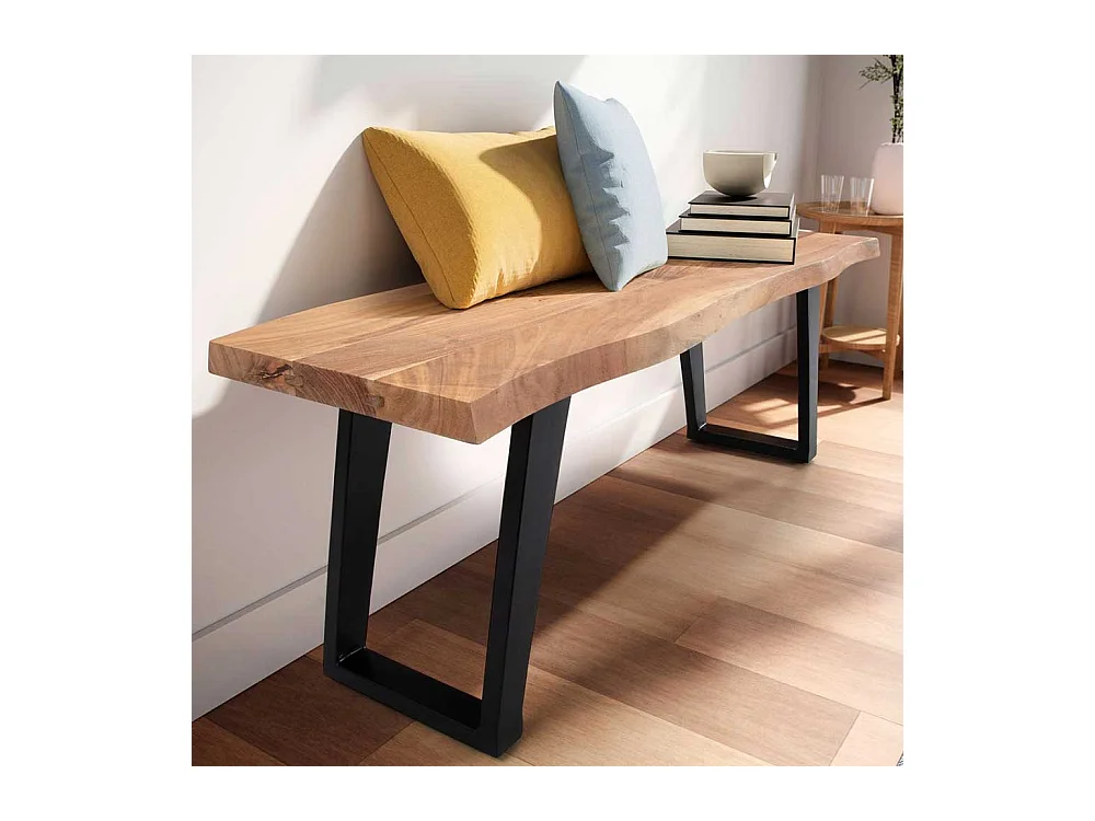 Garderoben Bank Flurbank aus Akazie Massivholz und Metall